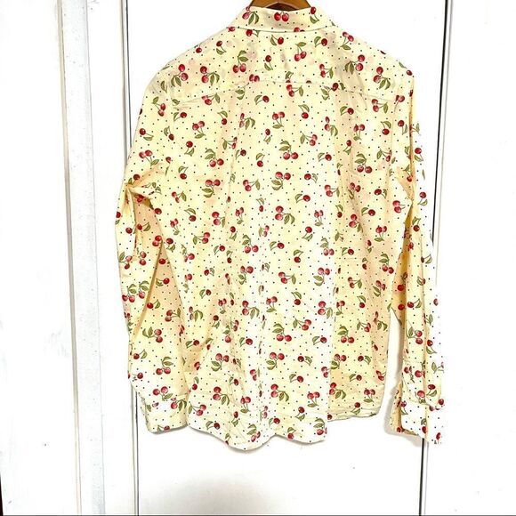 Erztiay Cherry print button down long sleeve top - Picture 2 of 6
